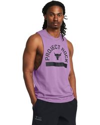 Under Armour - Project rock payoff ärmelloses shirt mit grafik für provence violett / schwarz l - Lyst