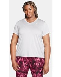Under Armour - Maglia A Maniche Corte Tech Twist V-Neck Da Donna Halo Bianco - Lyst