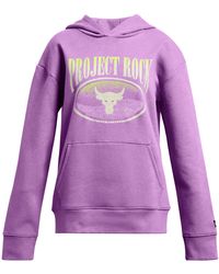 Under Armour - Project rock campus hoodie für mädchen provence violett / high vis gelb / schwarz ylg (149 - 160 cm) - Lyst