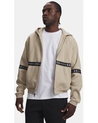 Under Armour - Icon Fleece Taped Full Zip City Khaki - Lyst