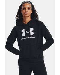 Under Armour - Felpa Con Cappuccio Rival Fleece Big Logo Da Donna Bianco - Lyst