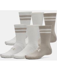 Under Armour - Essential 6-Pack Crew Socks Timberwolf Taupe Timberwolf Taupe Stone - Lyst