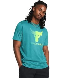 Under Armour - Project rock payoff kurzarm-shirt mit grafik für circuit teal / radial turquoise / high vis gelb xxl - Lyst