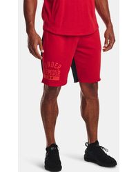 Under Armour UA Rival Shorts aus French Terry in Blockfarben Rot 3XL