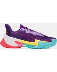 Under Armour - Curry Series 7
Basketballschuhe, Violett Virtual Rosa Rebel Rosa - Lyst