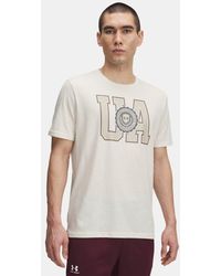 Under Armour - College Crest Logo Short Sleeve Stone Sierra Taupe - Lyst