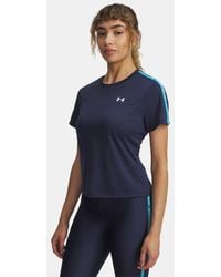 Under Armour - Camiseta De Manga Corta Tech Wordmark Tape Para Mujer Washed Marino High Vis Amarillo Blanco - Lyst