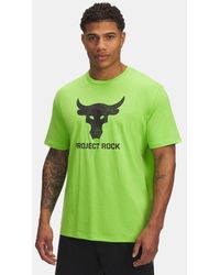 Under Armour - Herenshirt Project Rock Payoff Graphic Met Korte Mouwen Cyber Groente Zwart - Lyst