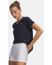 Under Armour - Camiseta De Manga Corta Con Cuello De Pico Tech Twist Para Mujer Midnight Marino Blanco - Lyst