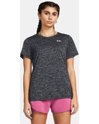 Under Armour - Damesshirt Tech Twist Met Korte Mouwen Zwart Wit - Lyst