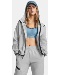 Under Armour - Unstoppable Fleece Damesitem Met Rits Mod Grijs Zwart - Lyst