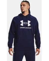 Under Armour - Sudadera Rival Fleece Logo Para Hombre Midnight Marino Blanco - Lyst