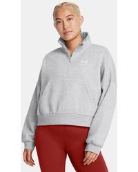 Under Armour - Maglia Icon Fleece Oversized ½ Zip Da Donna Mod Light Heather Bianco - Lyst