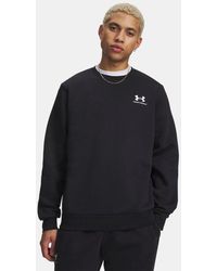 Under Armour - Icon Fleece Herenshirt Met Ronde Hals Zwart Wit - Lyst
