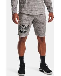 Under Armour Project Rock Shorts aus French Terry Weiß LG
