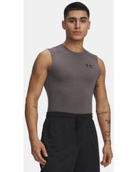 Under Armour - Heatgear Compression Sleeveless Carbon Heather - Lyst