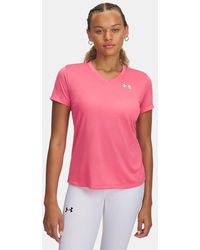Under Armour - Maglia A Maniche Corte Tech V-Neck Da Donna Super Bianco - Lyst