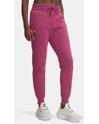 Under Armour - Rival Fleece Joggingbroek Voor Fuchsia Dusk Wit - Lyst