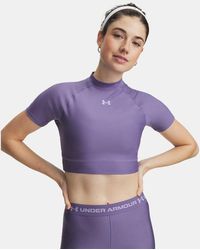 Under Armour - Heatgear Crop Mock Short Sleeve Luxe Crest - Lyst