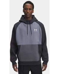 Under Armour - Sweat À Capuche Icon Heavyweight Colorblocked Pour Homme Anthracite Titan Blanc - Lyst