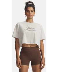 Under Armour - Script Heart Crop Short Sleeve Summit Gridiron - Lyst