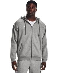 Under Armour - Rival fleece-hoodie mit durchgehendem zip für castlerock light heather / weiß xl - Lyst