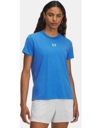 Under Armour - Rival Core Damesshirt Met Korte Mouwen Blauw Atlantis Wit - Lyst