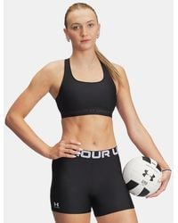 Under Armour - Armour Mid Crossback Sport-Bh Zwart Zwart Jet Grijs - Lyst
