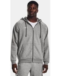 Under Armour - Sudadera Con Capucha Y Cremallera Completa De Tejido Fleece Rival Para Hombre Castlerock Light Heather Blanco - Lyst