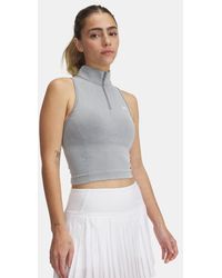 Under Armour - Haut Sans Manches Et Sans Coutures, Entièrement Zippé Et Délavé Vanish Pour Femme Blanc - Lyst