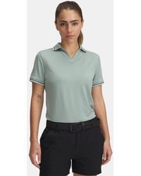 Under Armour - Polo A Maniche Corte Drive Rib Da Donna Silica Nero Nero - Lyst