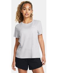 Under Armour - Damesshirt Tech Textured Met Korte Mouwen Halo Grijs Wit - Lyst