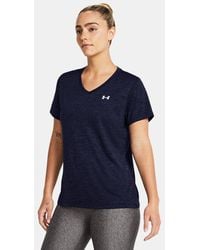 Under Armour - Tech Twist
Kurzarm-Oberteil Mit V-Ausschnitt Für Damen Midnight Blaue Marine Weiß - Lyst