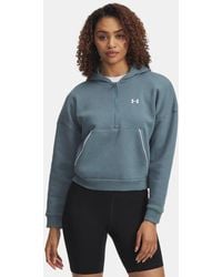 Under Armour - Dameshoodie Met Korte Rits Rival Fleece Piped Jasper Blauw Wit - Lyst