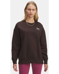 Under Armour - Felpa Icon Fleece Oversized Crew Da Donna Bianco - Lyst