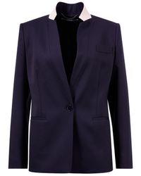 Stella McCartney Langer Woll-Blazer Marineblau/Rosé