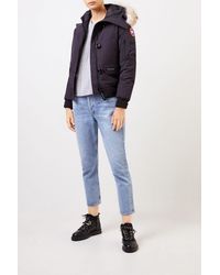 Canada Goose Kurze Daunenjacke 'Chilliwack' mit Fellkragen Marineblau