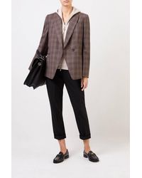 Brunello Cucinelli Woll-Blazer mit Glencheck Braun/Multi