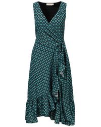 Tory Burch Wickelkleid 'Ruffle Wrap Dress' mit Medallion-Print Multi - Grün