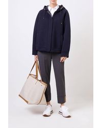 Brunello Cucinelli Woll-Jacke mit Perlenverzierung Marineblau