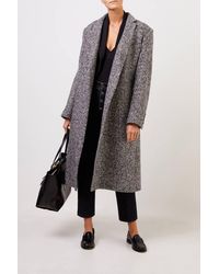 Stella McCartney Langer Woll-Mantel mit Gürtel Schwarz/Grau