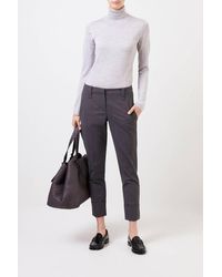 Brunello Cucinelli Woll-Hose mit Saumumschlag Grau