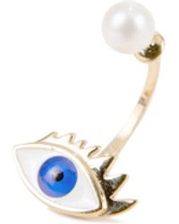 Damen Schmuck Ringe Delfina Delettrez Ohrring mit Perle Eye Gold/Blau in Mettallic 