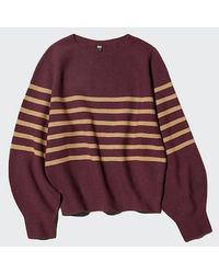 Uniqlo - 3D Knit Seamless Cotton Crew Neck Volume Sleeve Jumper (Striped) - Lyst