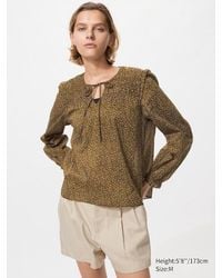 Uniqlo - Light Cotton Shirring Blouse - Lyst
