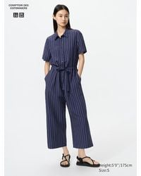 Uniqlo - Linen Blend Jumpsuit (Striped) - Lyst