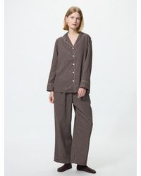 Uniqlo - Satin Pyjamas (Printed, Long Sleeve) - Lyst