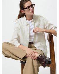 Uniqlo - 100% Premium Linen Shirt (Striped) - Lyst