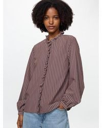 Uniqlo - Rayon Blend Shirt (Frill, Striped) - Lyst