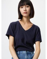 Uniqlo - Slub Jersey V Neck T-Shirt - Lyst